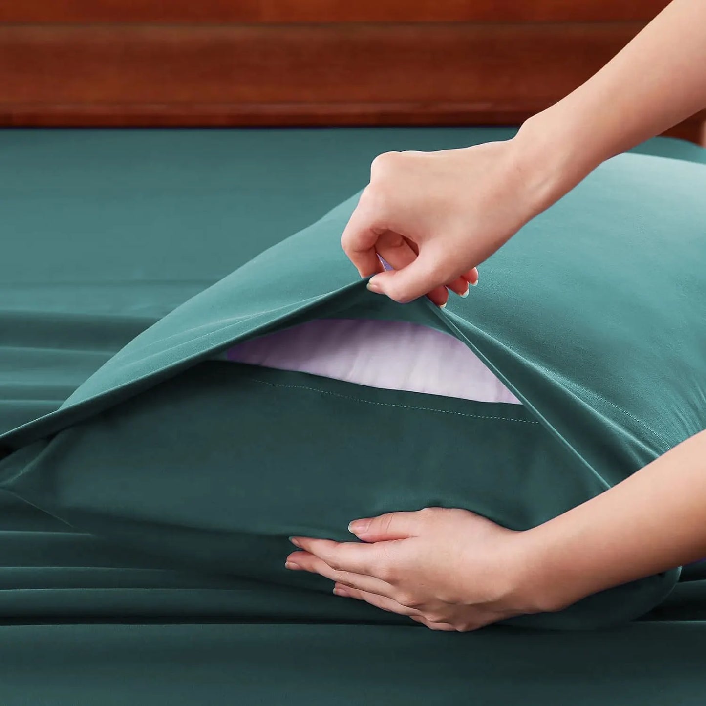 Hotel Soft Bed Sheet Set- Bedding Sheets & Pillowcases -Breathable Bedding - Wrinkle, Fade, Stain Resistant-Deep Pocket Flat Fitted Bed Sheet Set(Biscay blue,Double) - Image 6