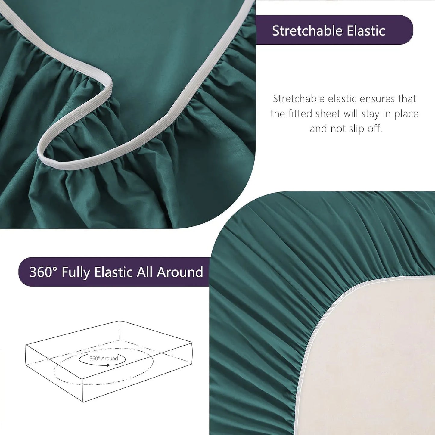 Hotel Soft Bed Sheet Set- Bedding Sheets & Pillowcases -Breathable Bedding - Wrinkle, Fade, Stain Resistant-Deep Pocket Flat Fitted Bed Sheet Set(Biscay blue,Double) - Image 7