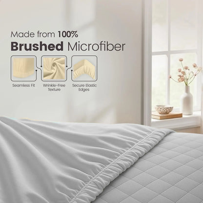 Hotel Quality Fitted Sheet - 1 Piece Fitted Sheet  -Breathable Bedding - Wrinkle, Fade, Stain Resistant- 16inch/40cm Deep Pocket Fitted Bed Sheet-Wrinkle and Fade Resistant,(Silver-gray,Double) - Image 6