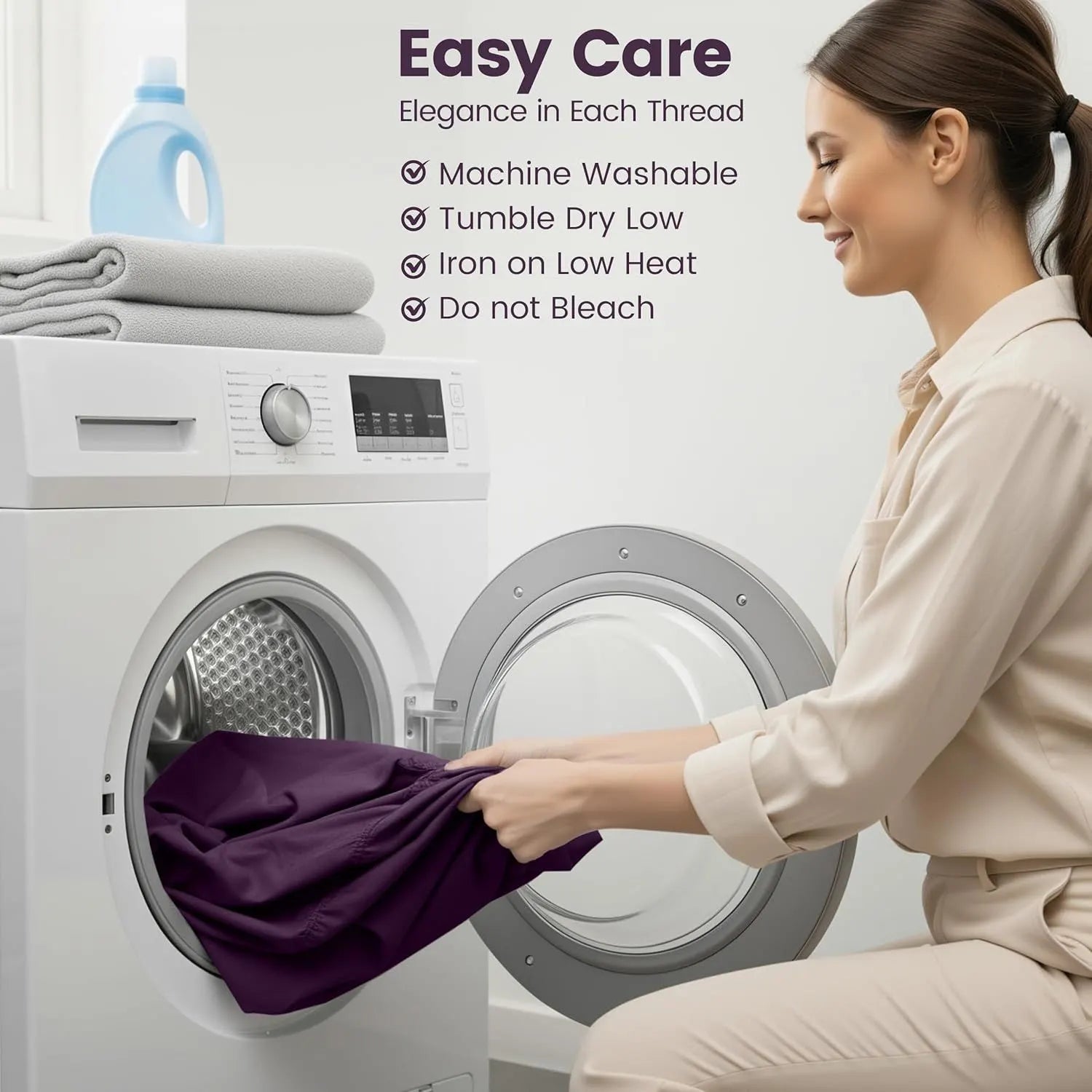 Hotel Quality Fitted Sheet - 1 Piece Fitted Sheet  -Breathable Bedding - Wrinkle, Fade, Stain Resistant- 16inch/40cm Deep Pocket Fitted Bed Sheet-Wrinkle and Fade Resistant,(Purple,Double) - Image 7