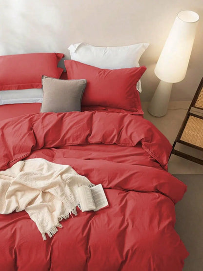 Hotel Soft Microfiber Duvet Cover Set-2000TC Quilt Cover Set & Pillowcases -1 Donna Cover Zipper Closure & 1 x Pillowcases-Breathable Bedding - Wrinkle, Fade, Stain Resistant(Red,King) - Image 5