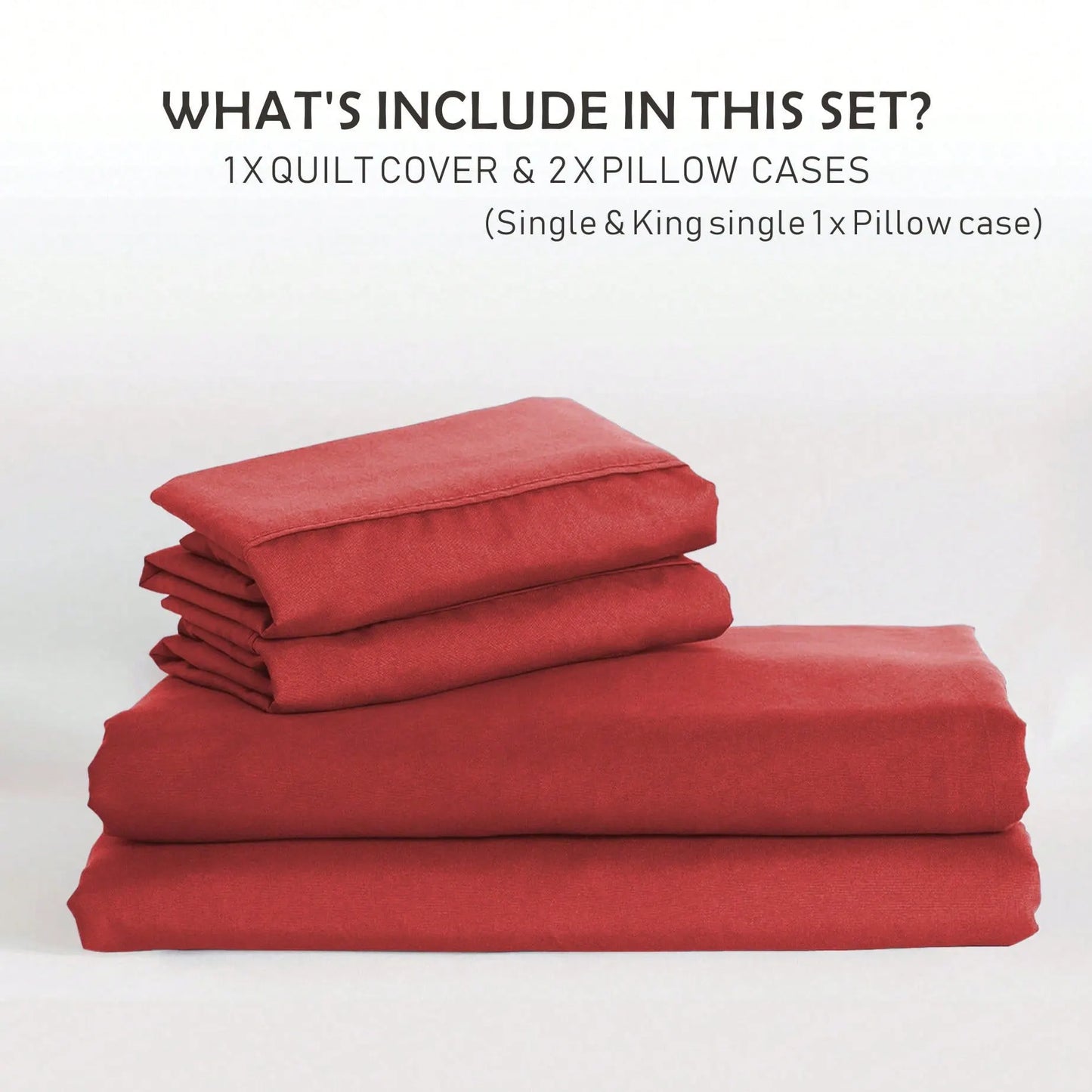 Hotel Soft Microfiber Duvet Cover Set-2000TC Quilt Cover Set & Pillowcases -1 Donna Cover Zipper Closure & 1 x Pillowcases-Breathable Bedding - Wrinkle, Fade, Stain Resistant(Red,King) - Image 7
