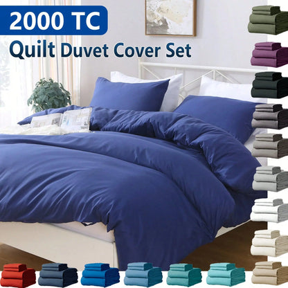 Hotel Soft Microfiber Duvet Cover Set-2000TC Quilt Cover Set & Pillowcases -1 Donna Cover Zipper Closure & 1 x Pillowcases-Breathable Bedding - Wrinkle, Fade, Stain Resistant(Royal blue,King)