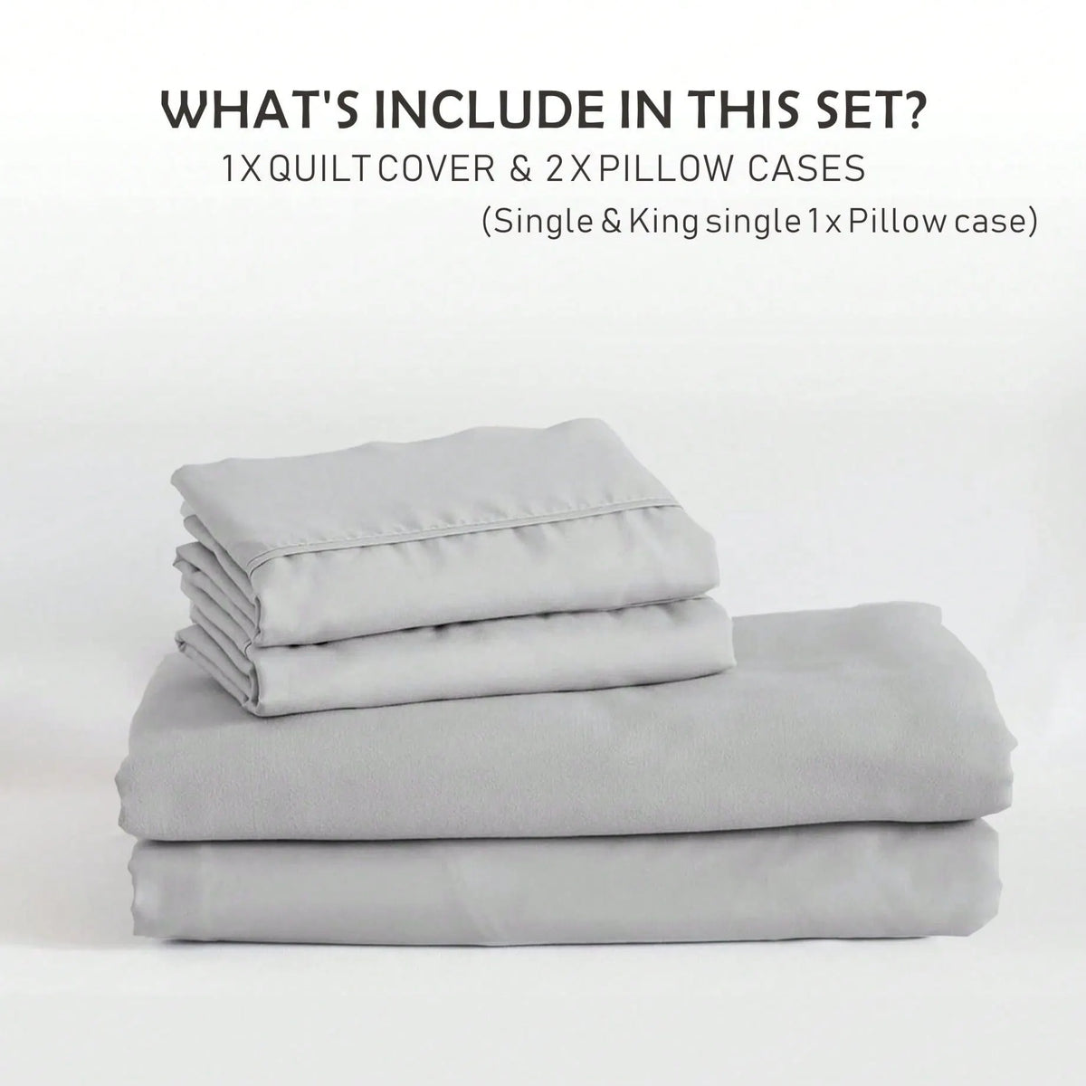 Hotel Soft Microfiber Duvet Cover Set-2000TC Quilt Cover Set & Pillowcases -1 Donna Cover Zipper Closure & 1 x Pillowcases-Breathable Bedding - Wrinkle, Fade, Stain Resistant(Silver-gray,King) - Image 5