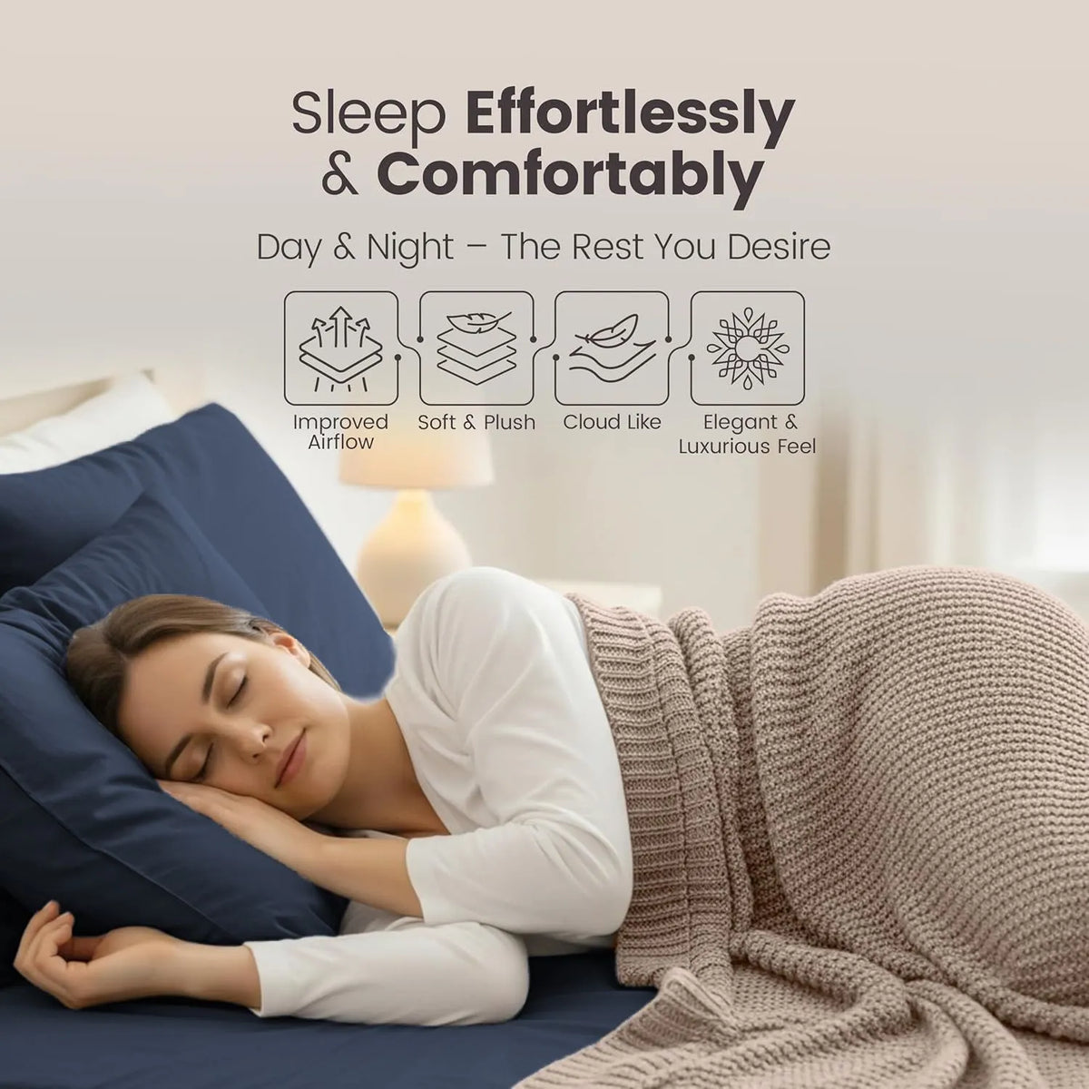 Hotel Quality Fitted Sheet - 1 Piece Fitted Sheet  -Breathable Bedding - Wrinkle, Fade, Stain Resistant- 16inch/40cm Deep Pocket Fitted Bed Sheet-Wrinkle and Fade Resistant,(Navy,King) - Image 4