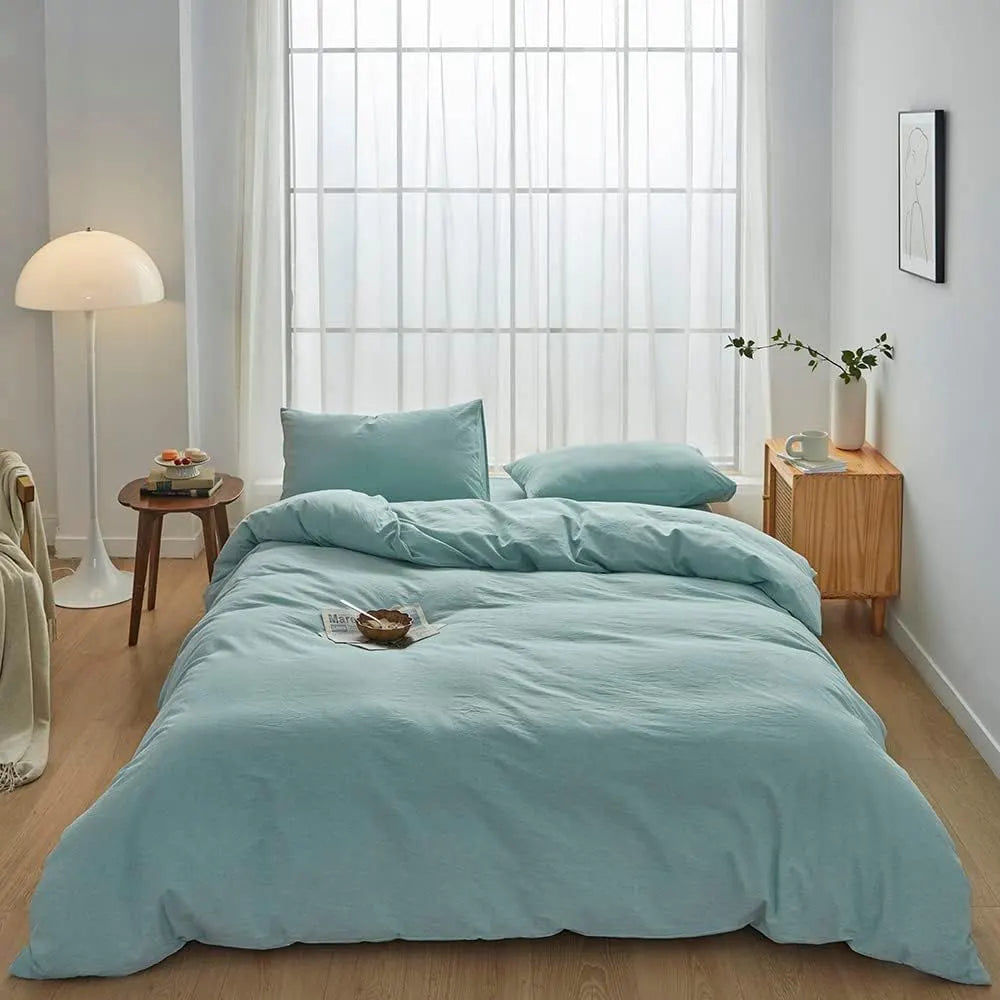 Hotel Soft Microfiber Duvet Cover Set-2000TC Quilt Cover Set & Pillowcases -1 Donna Cover Zipper Closure & 1 x Pillowcases-Breathable Bedding - Wrinkle, Fade, Stain Resistant(Ice Blue,King Single)
