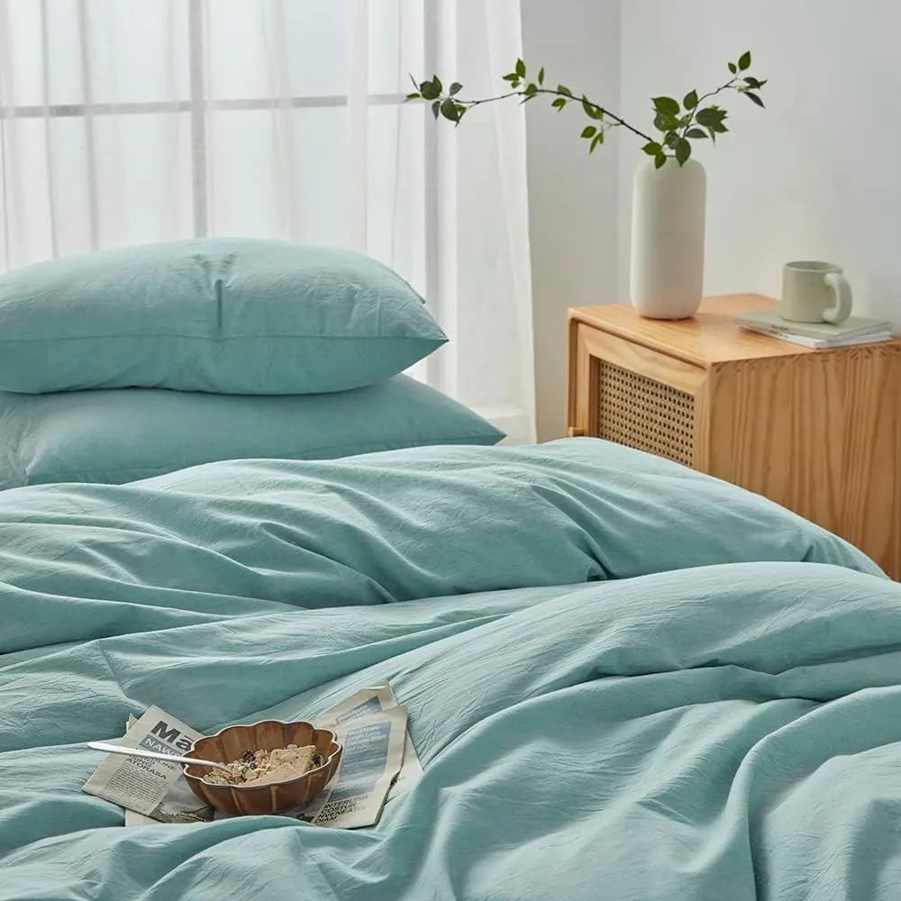 Hotel Soft Microfiber Duvet Cover Set-2000TC Quilt Cover Set & Pillowcases -1 Donna Cover Zipper Closure & 1 x Pillowcases-Breathable Bedding - Wrinkle, Fade, Stain Resistant(Ice Blue,King Single) - Image 4