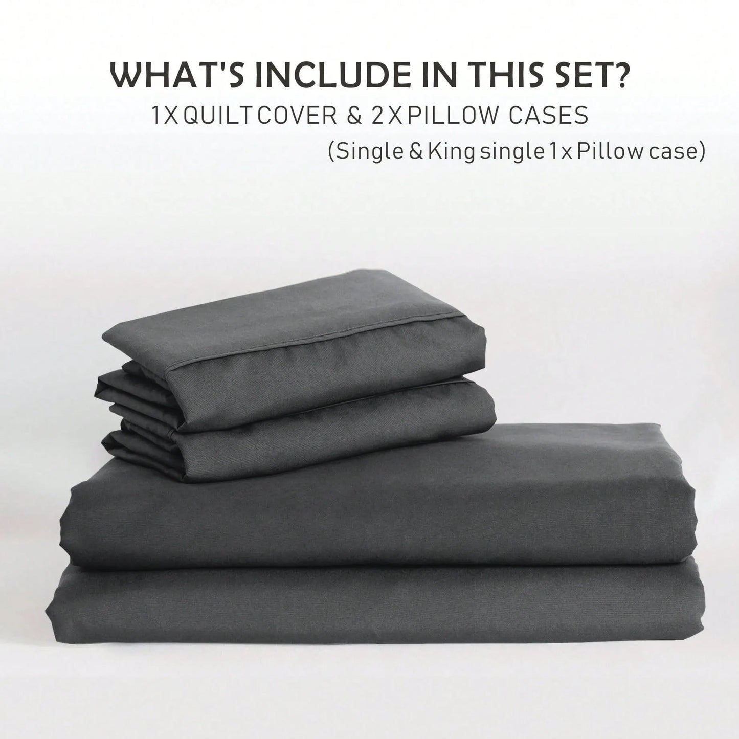 Hotel Soft Microfiber Duvet Cover Set-2000TC Quilt Cover Set & Pillowcases -1 Donna Cover Zipper Closure & 1 x Pillowcases-Breathable Bedding - Wrinkle, Fade, Stain Resistant(Dark gray,King Single) - Image 5