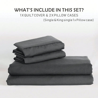 Hotel Soft Microfiber Duvet Cover Set-2000TC Quilt Cover Set & Pillowcases -1 Donna Cover Zipper Closure & 1 x Pillowcases-Breathable Bedding - Wrinkle, Fade, Stain Resistant(Dark gray,King Single) - Image 5