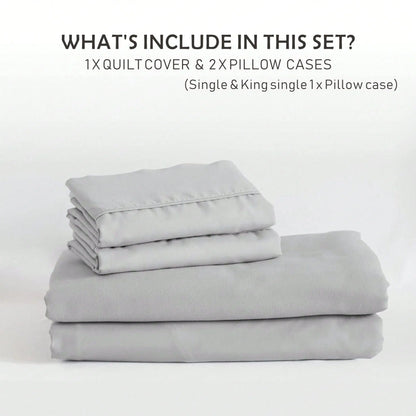 Hotel Soft Microfiber Duvet Cover Set-2000TC Quilt Cover Set & Pillowcases -1 Donna Cover Zipper Closure & 1 x Pillowcases-Breathable Bedding - Wrinkle, Fade, Stain Resistant(Silver-gray,King Single) - Image 5