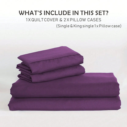 Hotel Soft Microfiber Duvet Cover Set-2000TC Quilt Cover Set & Pillowcases -1 Donna Cover Zipper Closure & 1 x Pillowcases-Breathable Bedding - Wrinkle, Fade, Stain Resistant(Purple,King Single) - Image 5