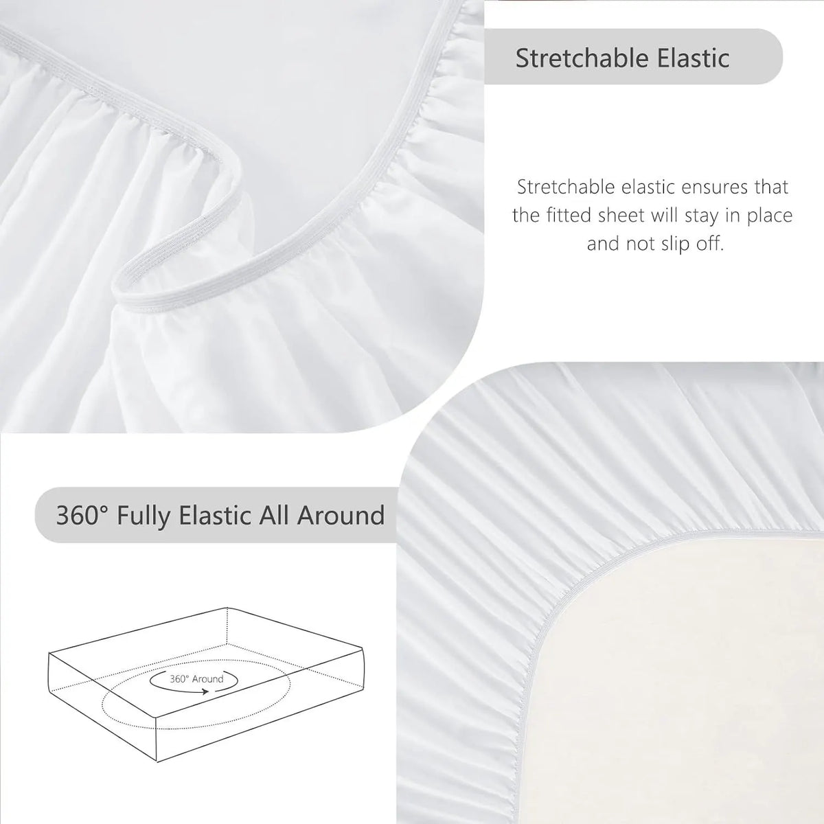 Hotel Soft Bed Sheet Set- Bedding Sheets & Pillowcases -Breathable Bedding - Wrinkle, Fade, Stain Resistant-Deep Pocket Flat Fitted Bed Sheet Set(Raw white,King Single) - Image 6