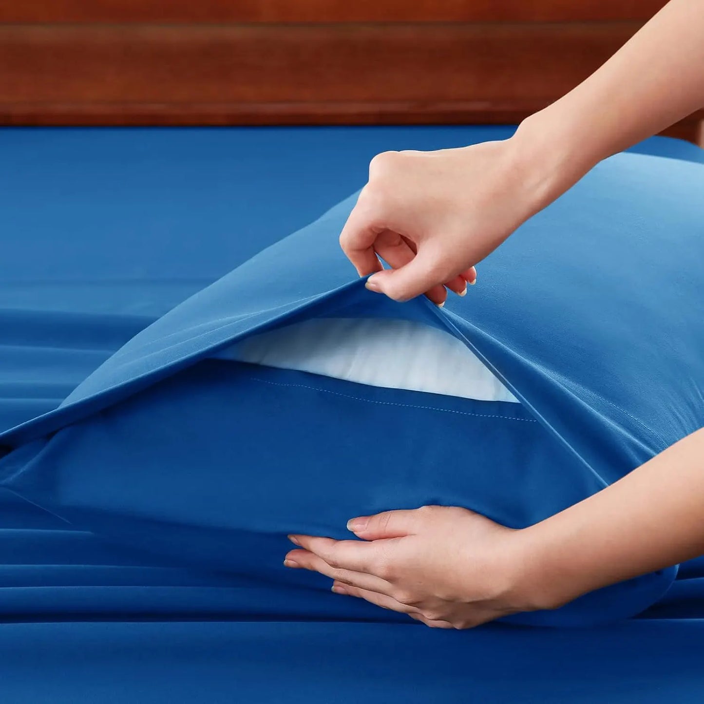 Hotel Soft Bed Sheet Set- Bedding Sheets & Pillowcases -Breathable Bedding - Wrinkle, Fade, Stain Resistant-Deep Pocket Flat Fitted Bed Sheet Set(Royal blue,King Single) - Image 6