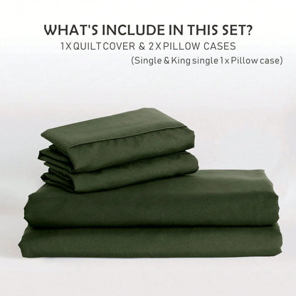 Hotel Soft Microfiber Duvet Cover Set-2000TC Quilt Cover Set & Pillowcases -1 Donna Cover Zipper Closure & 1 x Pillowcases-Breathable Bedding - Wrinkle, Fade, Stain Resistant(Olive green,Queen) - Image 5