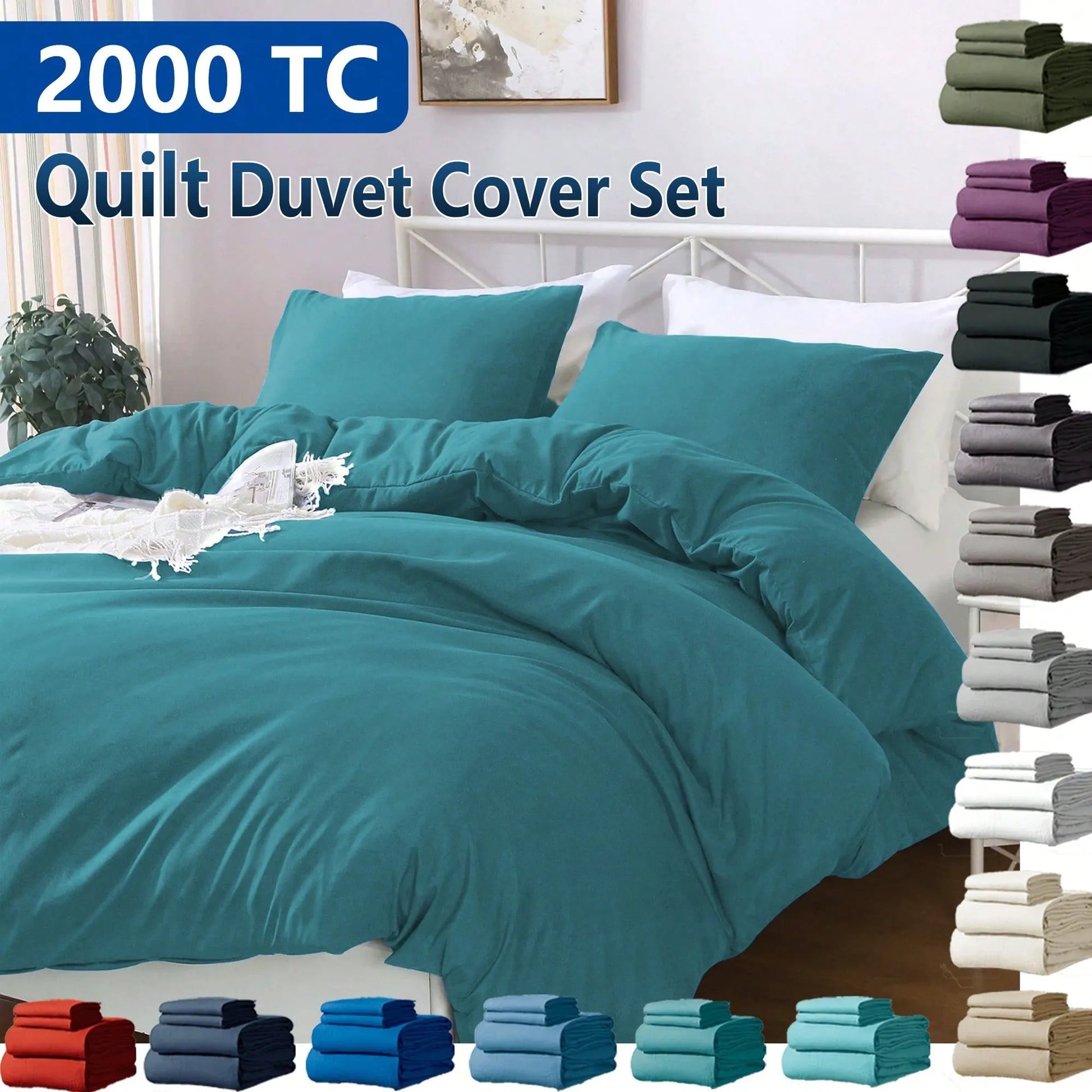 Hotel Soft Microfiber Duvet Cover Set-2000TC Quilt Cover Set & Pillowcases -1 Donna Cover Zipper Closure & 1 x Pillowcases-Breathable Bedding - Wrinkle, Fade, Stain Resistant(Biscay blue,Queen)