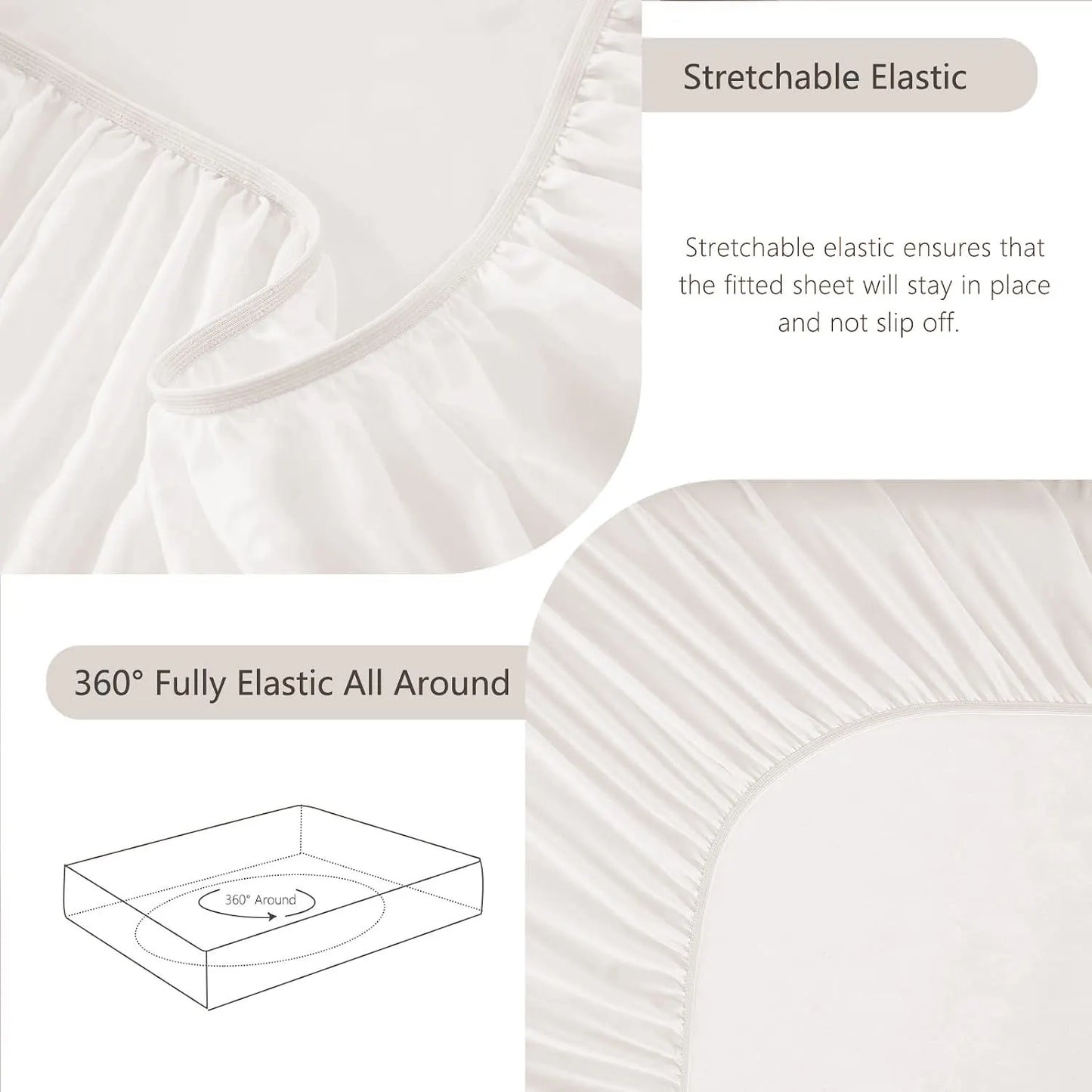 Hotel Soft Bed Sheet Set- Bedding Sheets & Pillowcases -Breathable Bedding - Wrinkle, Fade, Stain Resistant-Deep Pocket Flat Fitted Bed Sheet Set(White,Queen) - Image 6
