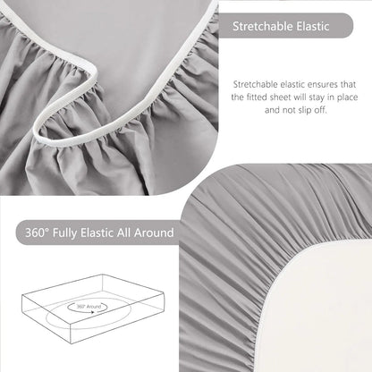 Hotel Soft Bed Sheet Set- Bedding Sheets & Pillowcases -Breathable Bedding - Wrinkle, Fade, Stain Resistant-Deep Pocket Flat Fitted Bed Sheet Set(Silver-gray,Queen) - Image 6