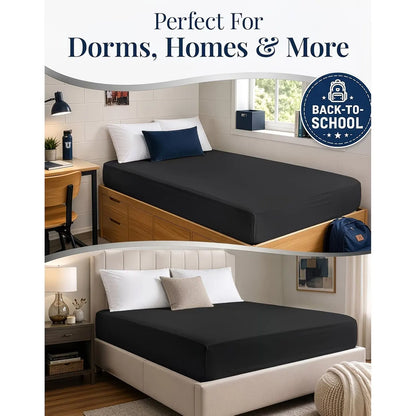Hotel Quality Fitted Sheet - 1 Piece Fitted Sheet  -Breathable Bedding - Wrinkle, Fade, Stain Resistant- 16inch/40cm Deep Pocket Fitted Bed Sheet-Wrinkle and Fade Resistant,(Black,Queen) - Image 5