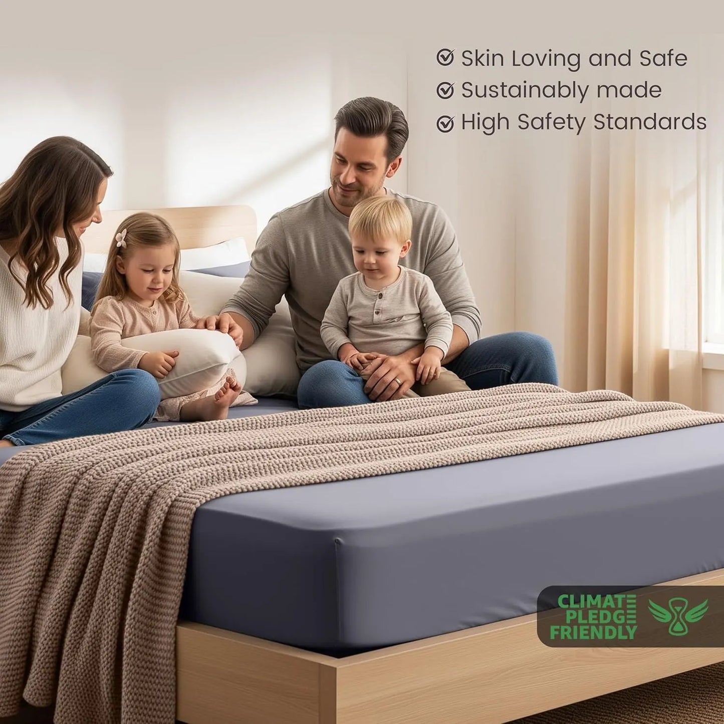 Hotel Quality Fitted Sheet - 1 Piece Fitted Sheet  -Breathable Bedding - Wrinkle, Fade, Stain Resistant- 16inch/40cm Deep Pocket Fitted Bed Sheet-Wrinkle and Fade Resistant,(Grey,Queen) - Image 3