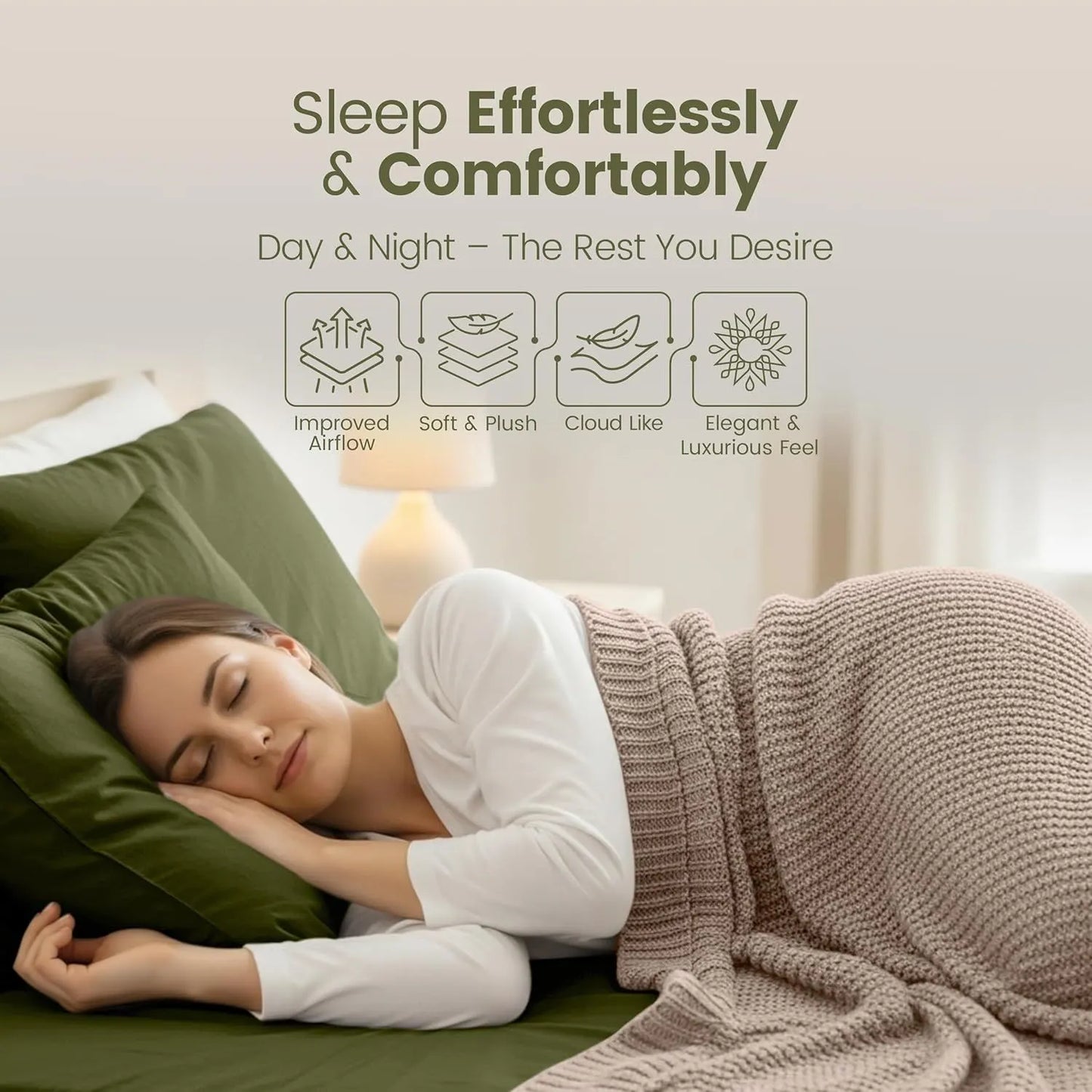 Hotel Quality Fitted Sheet - 1 Piece Fitted Sheet  -Breathable Bedding - Wrinkle, Fade, Stain Resistant- 16inch/40cm Deep Pocket Fitted Bed Sheet-Wrinkle and Fade Resistant,(Olive green,Queen) - Image 4
