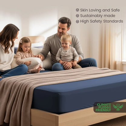 Hotel Quality Fitted Sheet - 1 Piece Fitted Sheet  -Breathable Bedding - Wrinkle, Fade, Stain Resistant- 16inch/40cm Deep Pocket Fitted Bed Sheet-Wrinkle and Fade Resistant,(Navy,Queen) - Image 3