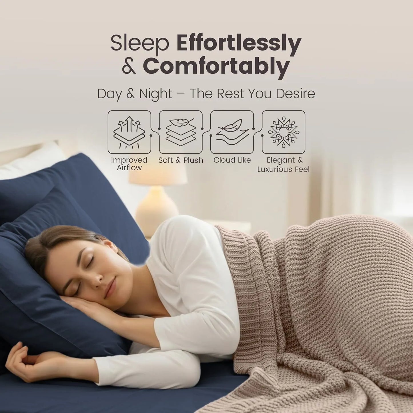 Hotel Quality Fitted Sheet - 1 Piece Fitted Sheet  -Breathable Bedding - Wrinkle, Fade, Stain Resistant- 16inch/40cm Deep Pocket Fitted Bed Sheet-Wrinkle and Fade Resistant,(Navy,Queen) - Image 4