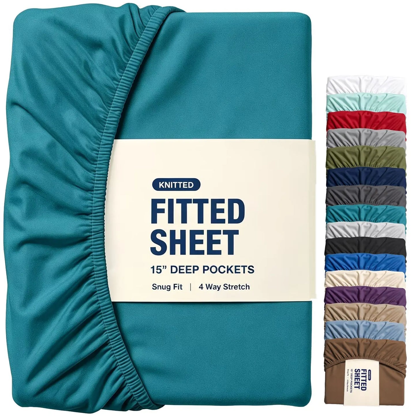 Hotel Quality Fitted Sheet - 1 Piece Fitted Sheet  -Breathable Bedding - Wrinkle, Fade, Stain Resistant- 16inch/40cm Deep Pocket Fitted Bed Sheet-Wrinkle and Fade Resistant,(Biscay blue,Queen)