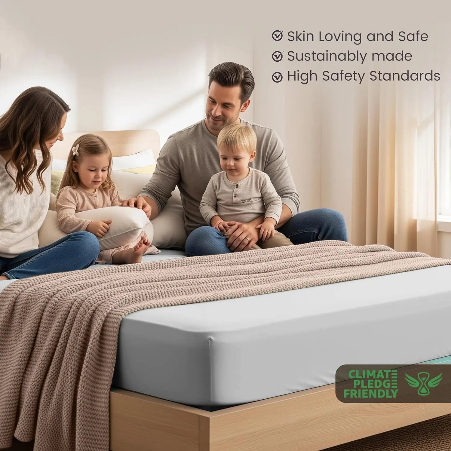 Hotel Quality Fitted Sheet - 1 Piece Fitted Sheet  -Breathable Bedding - Wrinkle, Fade, Stain Resistant- 16inch/40cm Deep Pocket Fitted Bed Sheet-Wrinkle and Fade Resistant,(Silver-gray,Queen) - Image 2