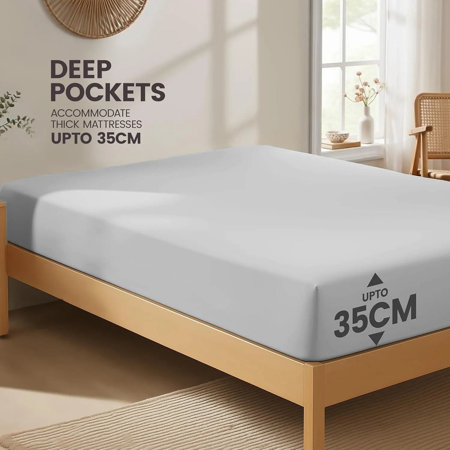 Hotel Quality Fitted Sheet - 1 Piece Fitted Sheet  -Breathable Bedding - Wrinkle, Fade, Stain Resistant- 16inch/40cm Deep Pocket Fitted Bed Sheet-Wrinkle and Fade Resistant,(Silver-gray,Queen) - Image 4