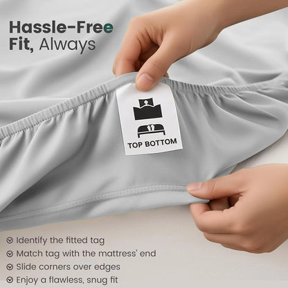 Hotel Quality Fitted Sheet - 1 Piece Fitted Sheet  -Breathable Bedding - Wrinkle, Fade, Stain Resistant- 16inch/40cm Deep Pocket Fitted Bed Sheet-Wrinkle and Fade Resistant,(Silver-gray,Queen) - Image 5