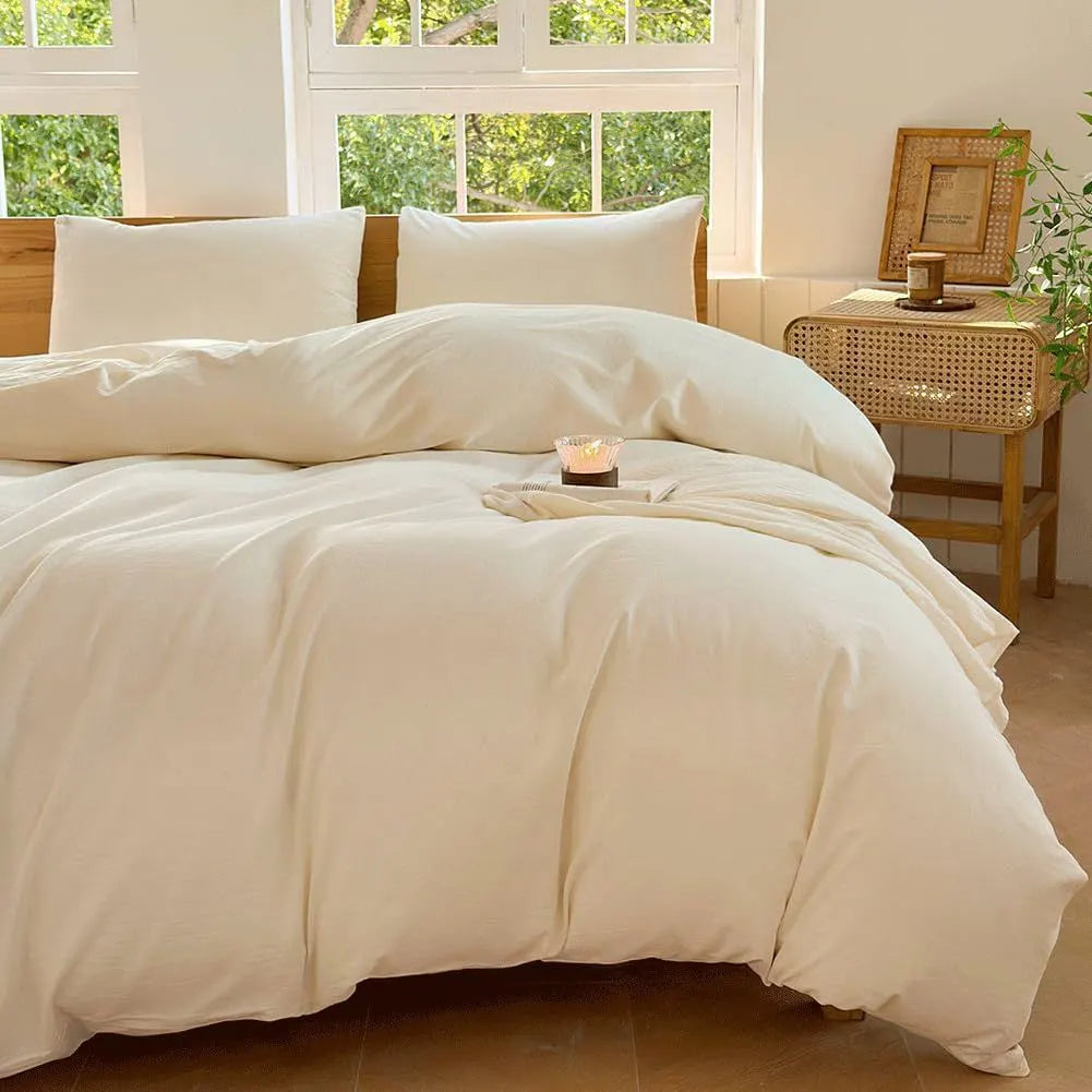 Hotel Soft Microfiber Duvet Cover Set-2000TC Quilt Cover Set & Pillowcases -1 Donna Cover Zipper Closure & 1 x Pillowcases-Breathable Bedding - Wrinkle, Fade, Stain Resistant(Cream White,Single) - Image 3