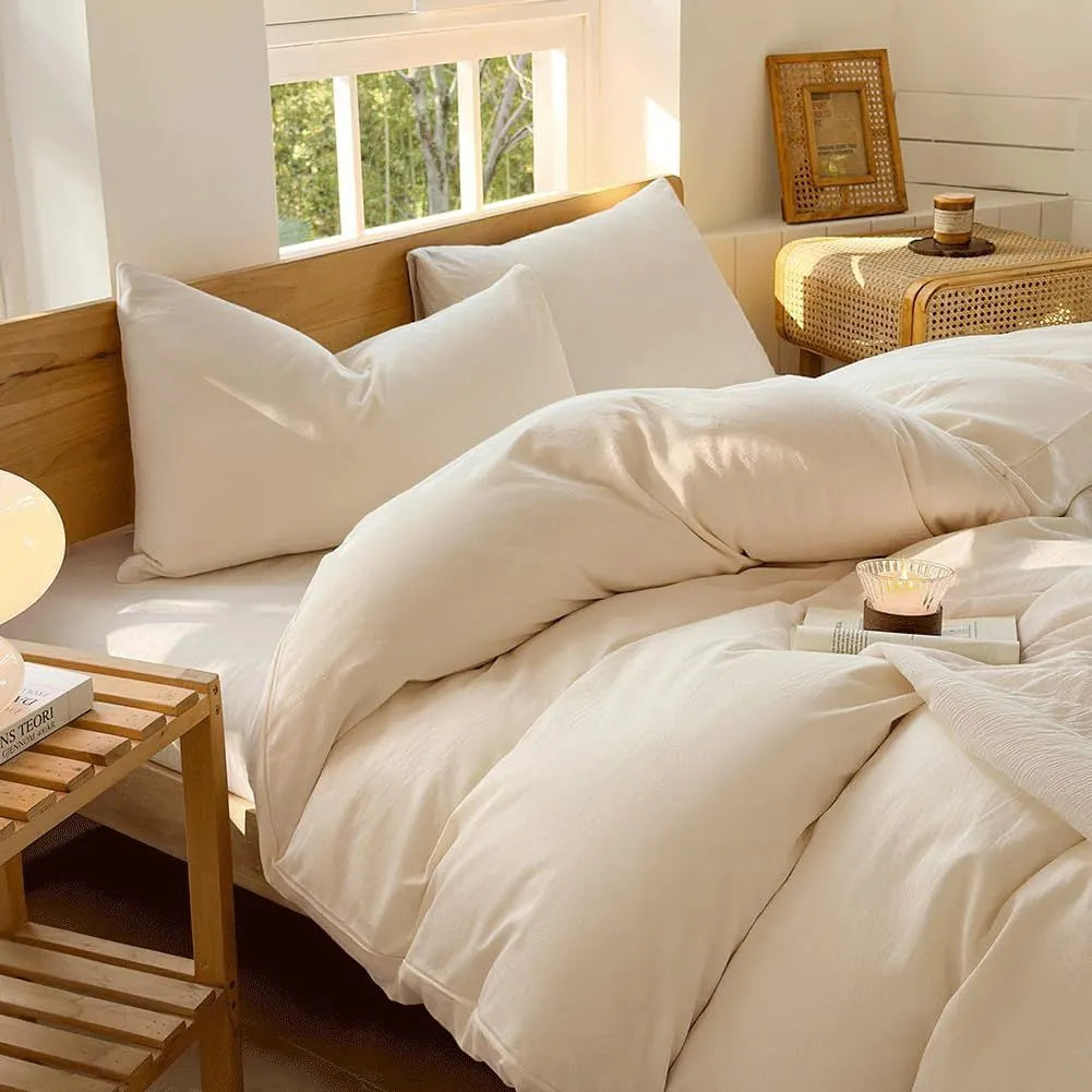 Hotel Soft Microfiber Duvet Cover Set-2000TC Quilt Cover Set & Pillowcases -1 Donna Cover Zipper Closure & 1 x Pillowcases-Breathable Bedding - Wrinkle, Fade, Stain Resistant(Cream White,Single) - Image 4