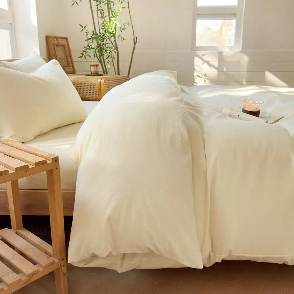 Hotel Soft Microfiber Duvet Cover Set-2000TC Quilt Cover Set & Pillowcases -1 Donna Cover Zipper Closure & 1 x Pillowcases-Breathable Bedding - Wrinkle, Fade, Stain Resistant(Cream White,Single) - Image 5