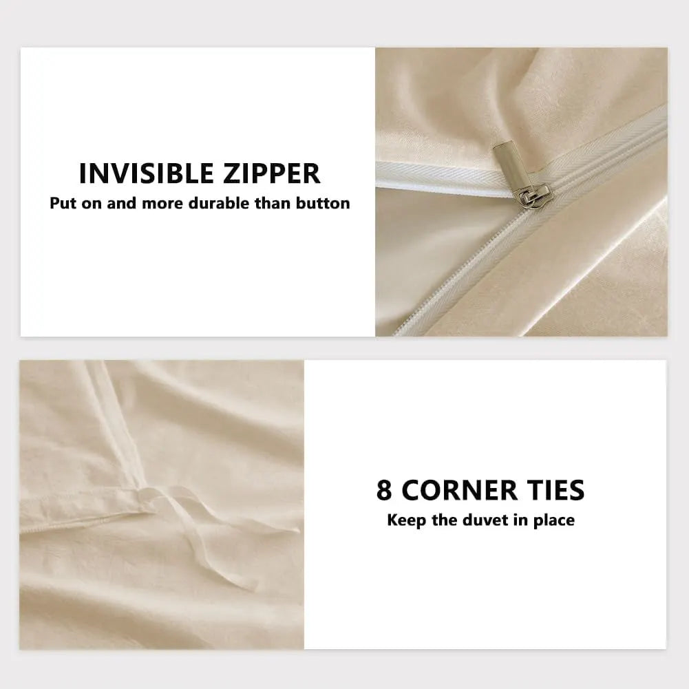 Hotel Soft Microfiber Duvet Cover Set-2000TC Quilt Cover Set & Pillowcases -1 Donna Cover Zipper Closure & 1 x Pillowcases-Breathable Bedding - Wrinkle, Fade, Stain Resistant(Cream White,Single) - Image 6