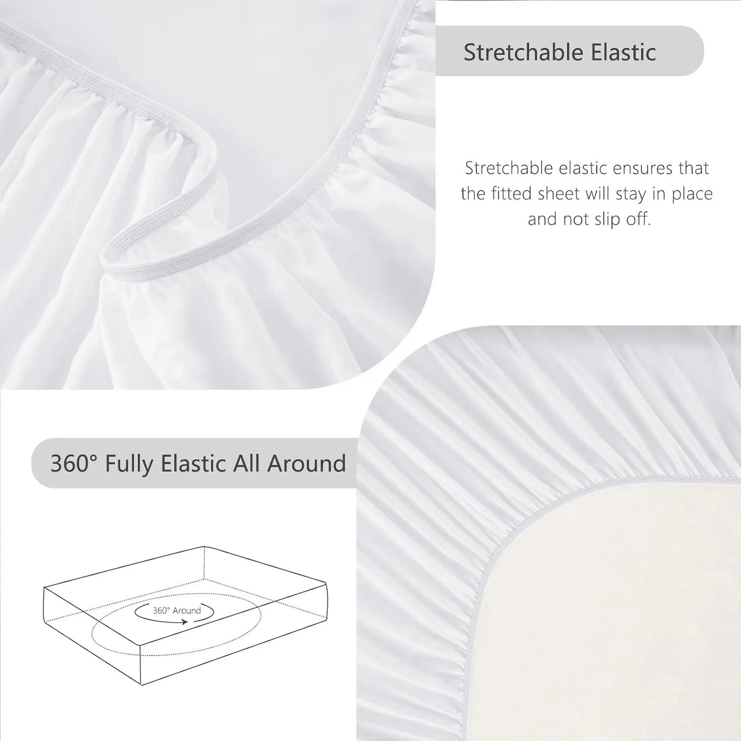 Hotel Soft Bed Sheet Set- Bedding Sheets & Pillowcases -Breathable Bedding - Wrinkle, Fade, Stain Resistant-Deep Pocket Flat Fitted Bed Sheet Set(Raw white,Single) - Image 6