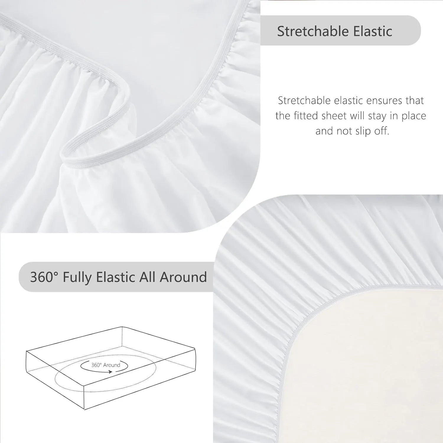 Hotel Soft Bed Sheet Set- Bedding Sheets & Pillowcases -Breathable Bedding - Wrinkle, Fade, Stain Resistant-Deep Pocket Flat Fitted Bed Sheet Set(Raw white,Single) - Image 6