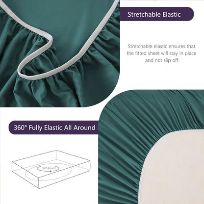Hotel Soft Bed Sheet Set- Bedding Sheets & Pillowcases -Breathable Bedding - Wrinkle, Fade, Stain Resistant-Deep Pocket Flat Fitted Bed Sheet Set(Biscay blue,Single) - Image 7