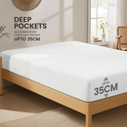 Hotel Quality Fitted Sheet - 1 Piece Fitted Sheet  -Breathable Bedding - Wrinkle, Fade, Stain Resistant- 16inch/40cm Deep Pocket Fitted Bed Sheet-Wrinkle and Fade Resistant,(White,Single) - Image 2