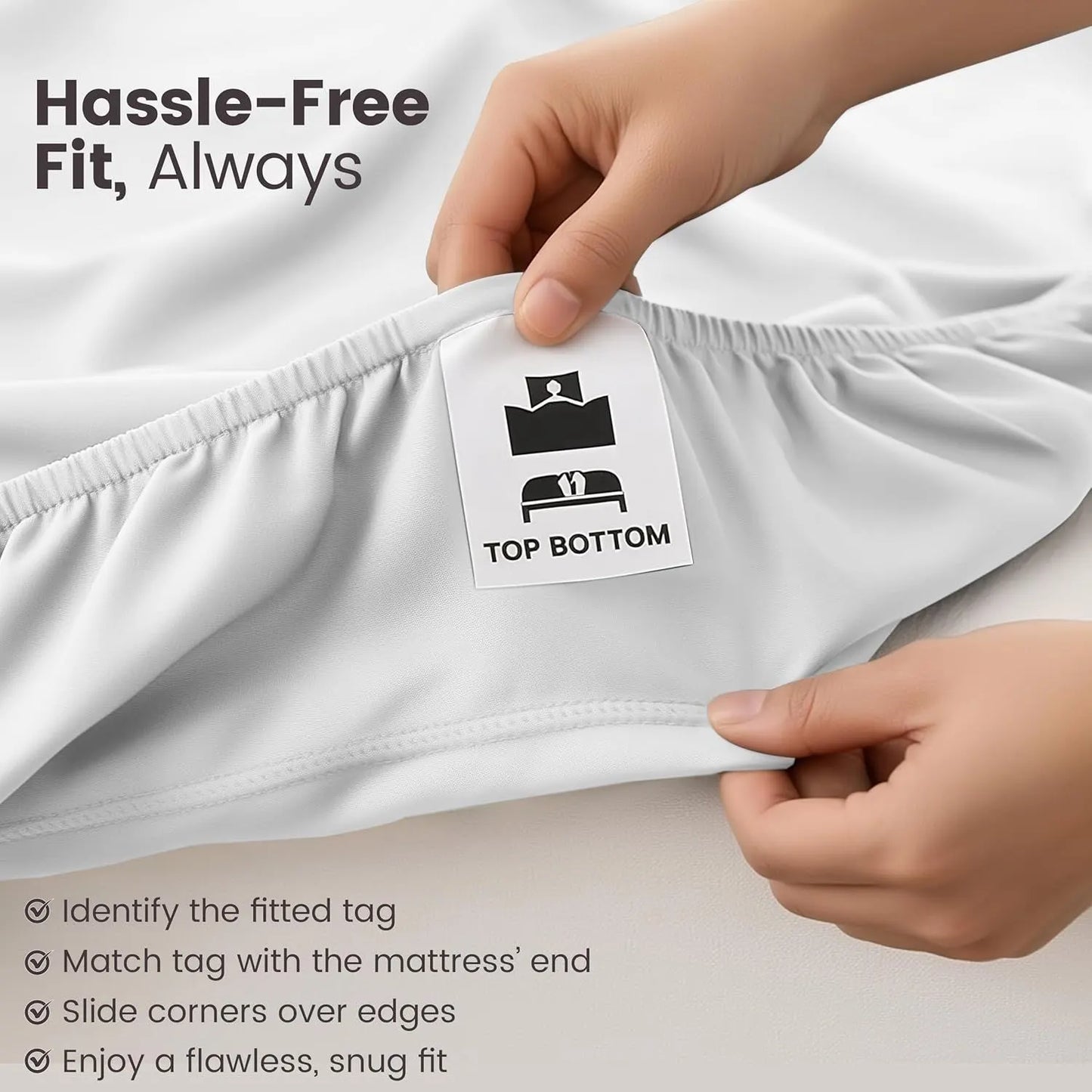 Hotel Quality Fitted Sheet - 1 Piece Fitted Sheet  -Breathable Bedding - Wrinkle, Fade, Stain Resistant- 16inch/40cm Deep Pocket Fitted Bed Sheet-Wrinkle and Fade Resistant,(White,Single) - Image 5