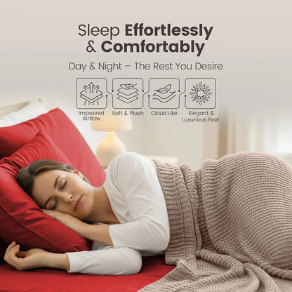 Hotel Quality Fitted Sheet - 1 Piece Fitted Sheet  -Breathable Bedding - Wrinkle, Fade, Stain Resistant- 16inch/40cm Deep Pocket Fitted Bed Sheet-Wrinkle and Fade Resistant,(Red,Single) - Image 4