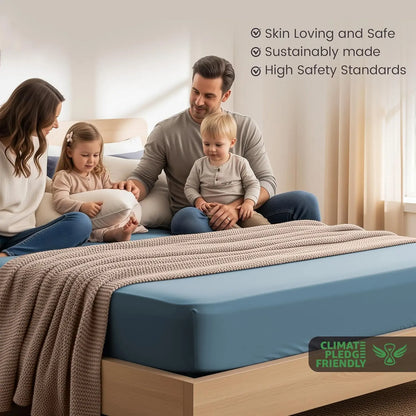 Hotel Quality Fitted Sheet - 1 Piece Fitted Sheet  -Breathable Bedding - Wrinkle, Fade, Stain Resistant- 16inch/40cm Deep Pocket Fitted Bed Sheet-Wrinkle and Fade Resistant,(Ocean,Single) - Image 3