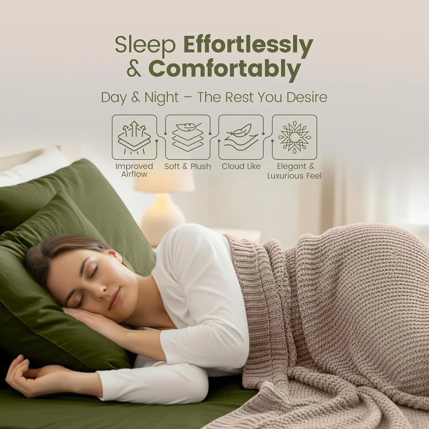 Hotel Quality Fitted Sheet - 1 Piece Fitted Sheet  -Breathable Bedding - Wrinkle, Fade, Stain Resistant- 16inch/40cm Deep Pocket Fitted Bed Sheet-Wrinkle and Fade Resistant,(Olive green,Single) - Image 4