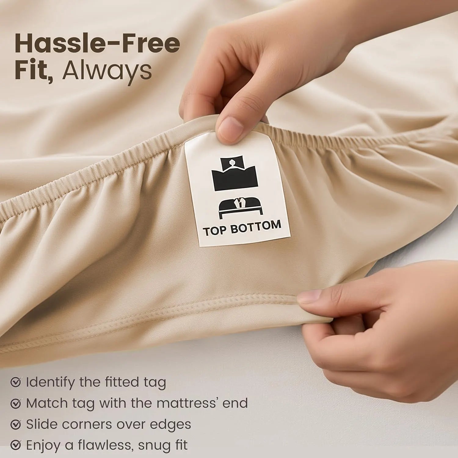 Hotel Quality Fitted Sheet - 1 Piece Fitted Sheet  -Breathable Bedding - Wrinkle, Fade, Stain Resistant- 16inch/40cm Deep Pocket Fitted Bed Sheet-Wrinkle and Fade Resistant,(Cream White,Single) - Image 3