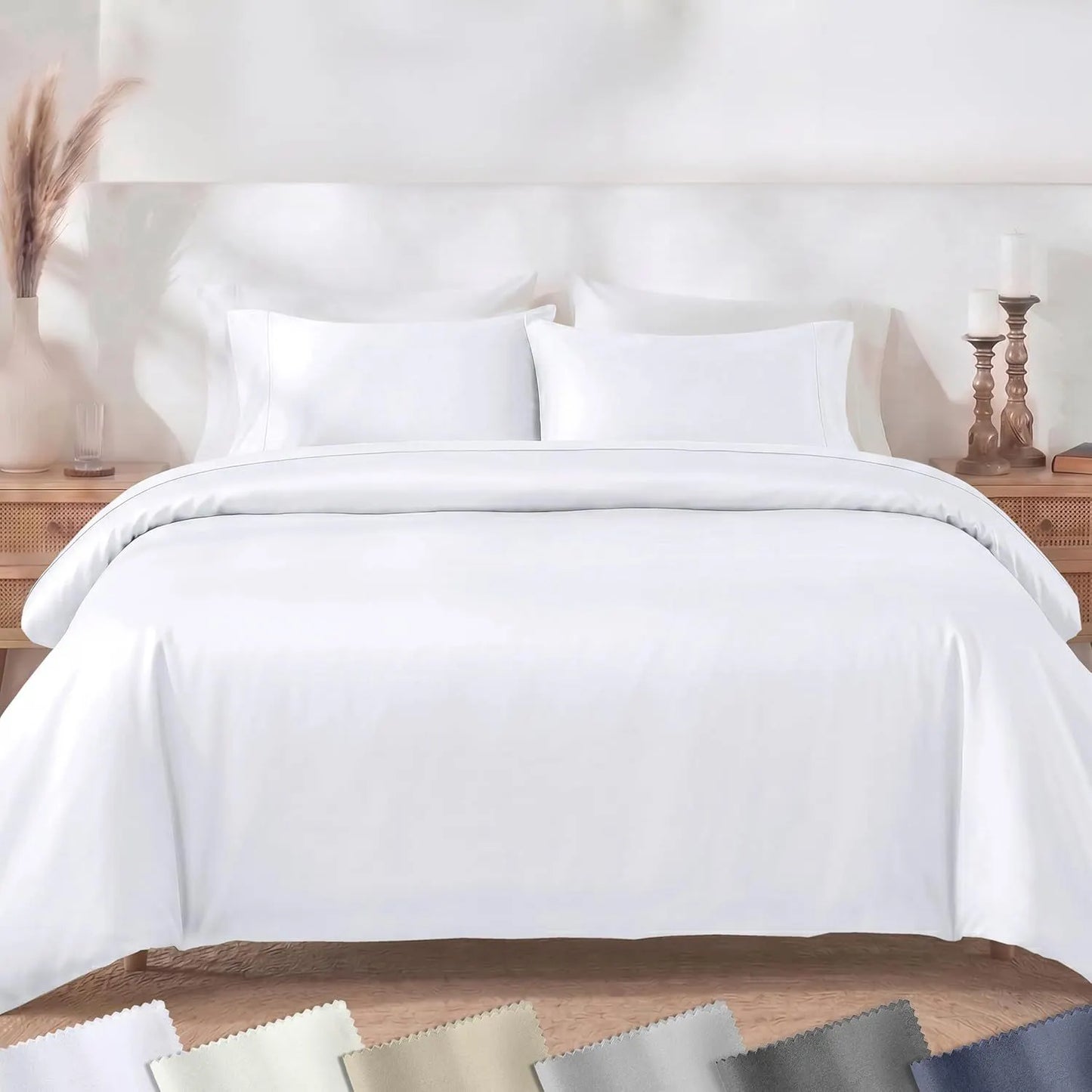 Hotel Soft Microfiber Duvet Cover Set-2000TC Quilt Cover Set & Pillowcases -1 Donna Cover Zipper Closure & 1 x Pillowcases-Breathable Bedding - Wrinkle, Fade, Stain Resistant(White,Super King)