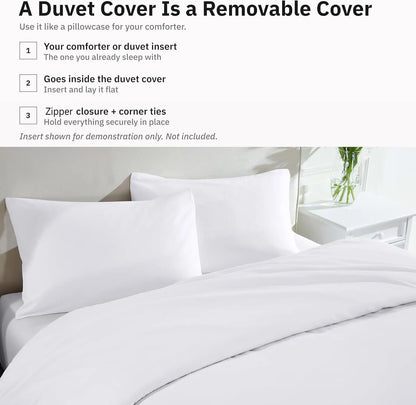 Hotel Soft Microfiber Duvet Cover Set-2000TC Quilt Cover Set & Pillowcases -1 Donna Cover Zipper Closure & 1 x Pillowcases-Breathable Bedding - Wrinkle, Fade, Stain Resistant(White,Super King) - Image 4