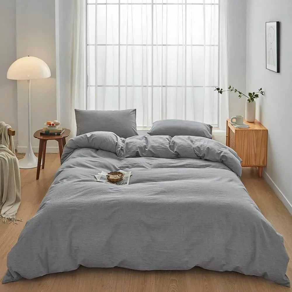Hotel Soft Microfiber Duvet Cover Set-2000TC Quilt Cover Set & Pillowcases -1 Donna Cover Zipper Closure & 1 x Pillowcases-Breathable Bedding - Wrinkle, Fade, Stain Resistant(Grey,Super King)