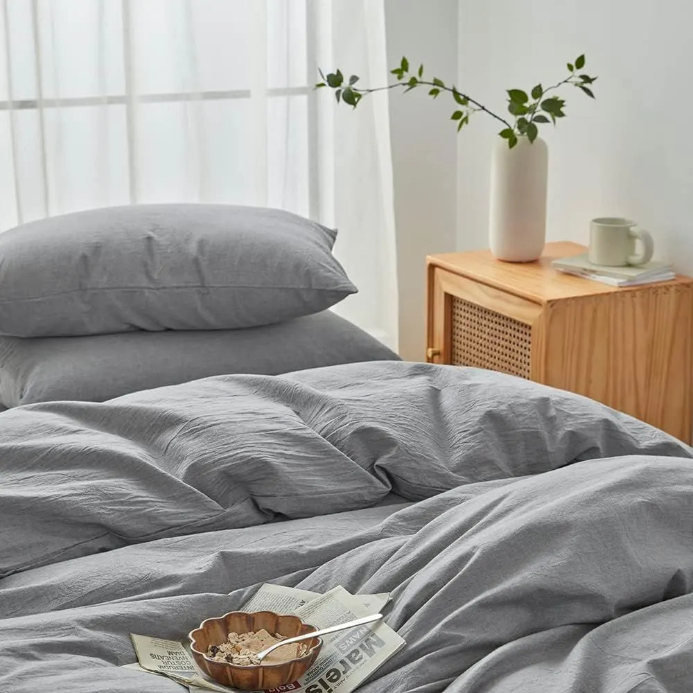 Hotel Soft Microfiber Duvet Cover Set-2000TC Quilt Cover Set & Pillowcases -1 Donna Cover Zipper Closure & 1 x Pillowcases-Breathable Bedding - Wrinkle, Fade, Stain Resistant(Grey,Super King) - Image 4