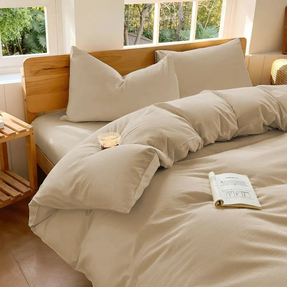 Hotel Soft Microfiber Duvet Cover Set-2000TC Quilt Cover Set & Pillowcases -1 Donna Cover Zipper Closure & 1 x Pillowcases-Breathable Bedding - Wrinkle, Fade, Stain Resistant(Camel Beige,Super King) - Image 2