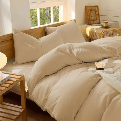Hotel Soft Microfiber Duvet Cover Set-2000TC Quilt Cover Set & Pillowcases -1 Donna Cover Zipper Closure & 1 x Pillowcases-Breathable Bedding - Wrinkle, Fade, Stain Resistant(Camel Beige,Super King) - Image 4