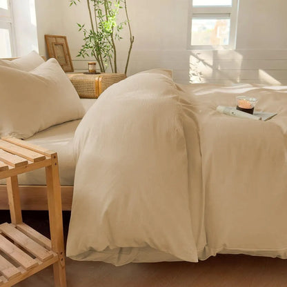 Hotel Soft Microfiber Duvet Cover Set-2000TC Quilt Cover Set & Pillowcases -1 Donna Cover Zipper Closure & 1 x Pillowcases-Breathable Bedding - Wrinkle, Fade, Stain Resistant(Camel Beige,Super King) - Image 5
